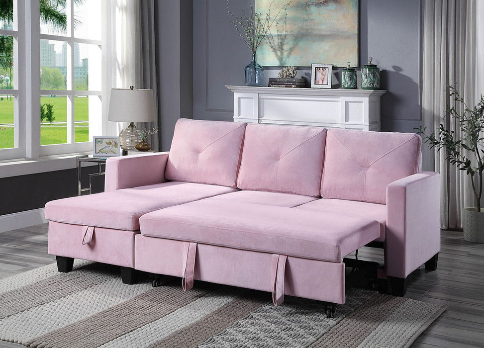 Nova - Velvet Reversible Sleeper Sectional Sofa With Storage Chaise