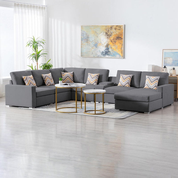 Nolan - 7 Piece Sectional Sofa With Pillows And Interchangeable Legs