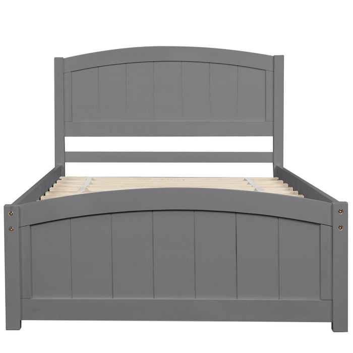 Twin Platform Bed With Headboard, Footboard And Wood Slat Support - Gray