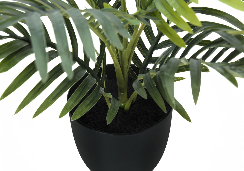 Artificial Plant, 20" Tall, Palm, Indoor, Faux, Fake, Table, Greenery, Potted, Real Touch, Decorative - Green / Black