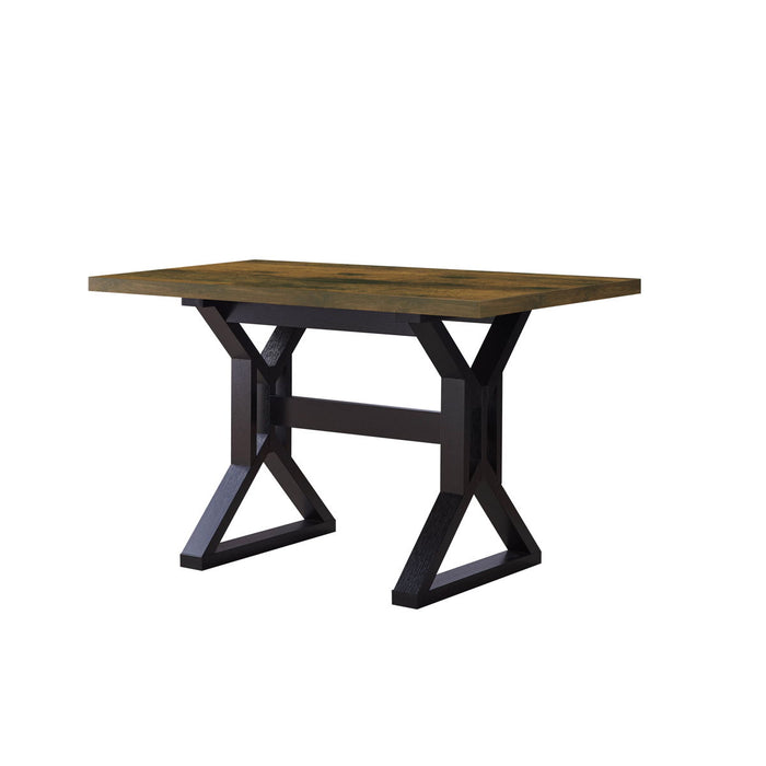 Mid-Century, Modern Dining Table With Metal Frame - Distressed Wood / Black