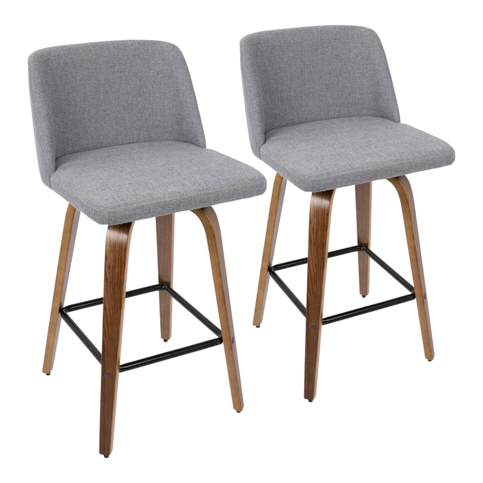 Toriano - Mid Century Modern Fixed Height Counter Stool & Square Footrest (Set of 2)