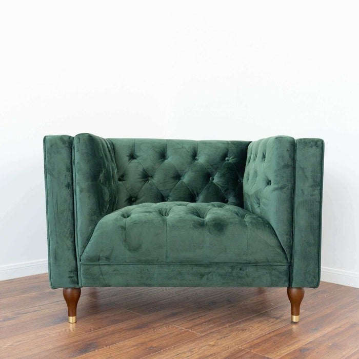 Evelyn - Mid-Century Modern Tufted Back Velvet Lounge Chair