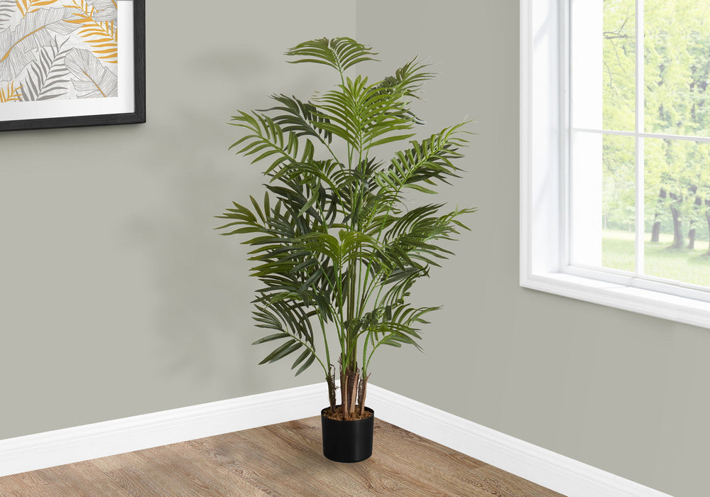 Artificial Plant, 47" Tall, Areca Palm Tree, Indoor, Faux, Fake, Floor, Greenery, Potted, Real Touch, Decorative - Green / Black