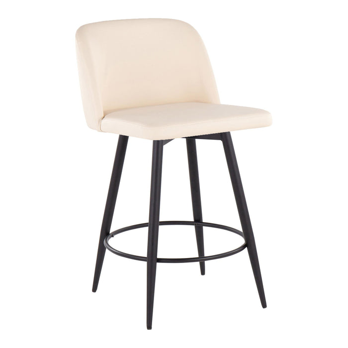 Toriano - Contemporary Fixed-Height, Counter Stool With Swivel With Round Footrest (Set of 2)