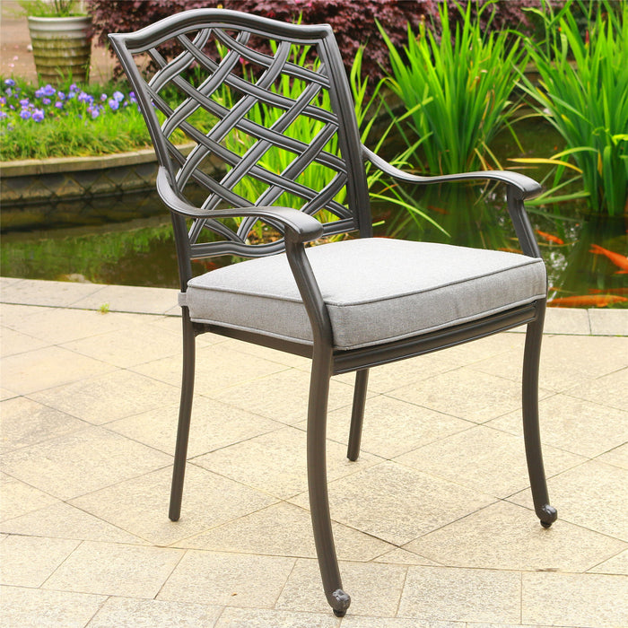 Outdoor Patio Aluminum Dining Arm Chair With Cushion (Set of 2) - Cast Slate