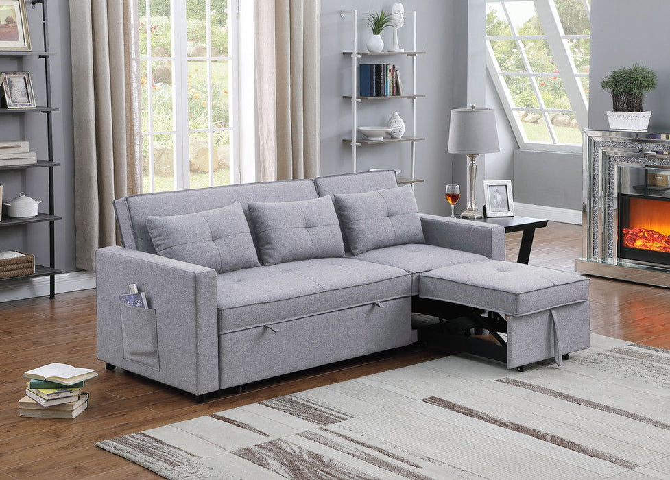 Zoey - Linen Convertible Sleeper Sofa With Side Pocket