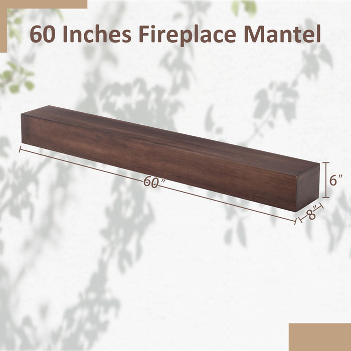 Fireplace Mantel Wooden Wall Mounted Floating Shelf 8" Deep Solid Pine Wood