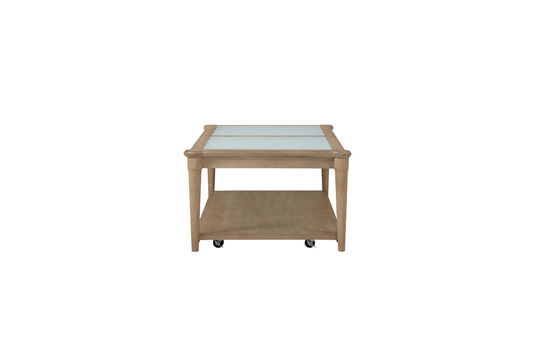 Frosted Glass Top Cocktail Table With Casters - Sand