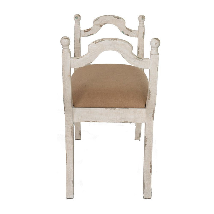 Harlow - Bench, Farmhouse / French Country Style Vanity Chair - Beige / White