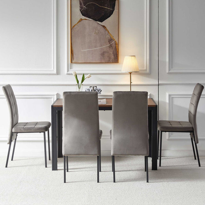 5 Piece Dining Set Including Velvet High Back Nordic Dining Chair & Creative Design Dining Table