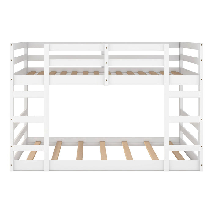 Full Over Full Bunk Bed With Ladder - White