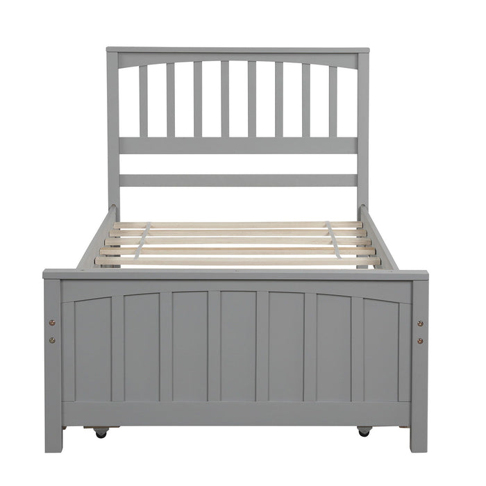 Twin Size Platform Bed &Trundle - Gray