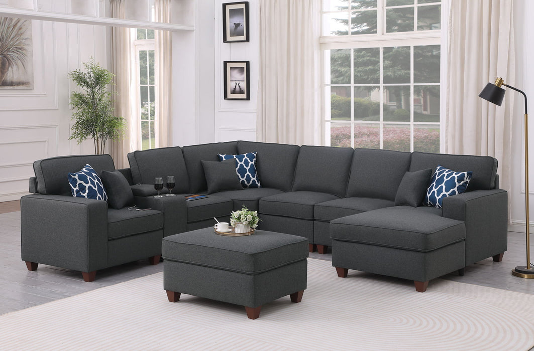 Tina - 8 Piece Upholstered Sectional With Ottoman