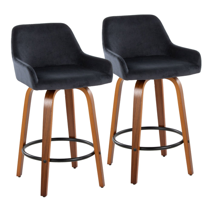 Daniella - Contemporary Fixed Height Counter Stool With Swivel With Round Footrest (Set of 2)