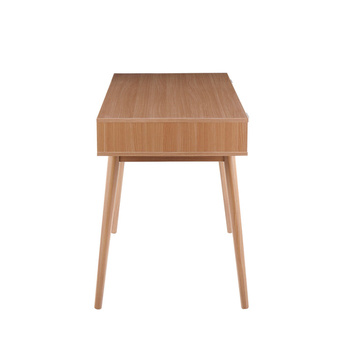 Pebble - Contemporary Double Desk - Natural / White