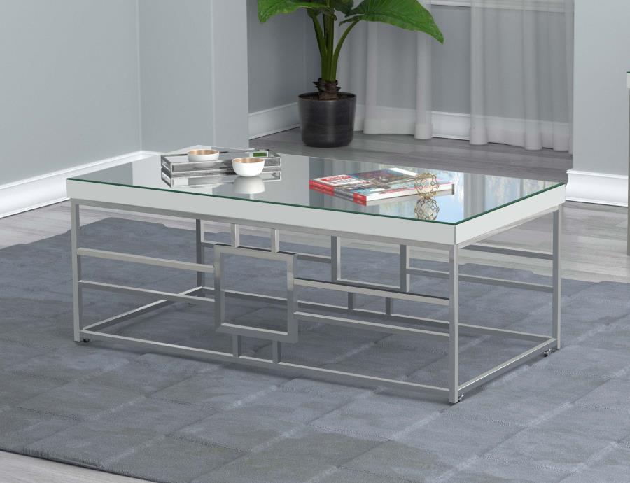 Dafina - Rectangular Mirrored Top Coffee Table - Chrome