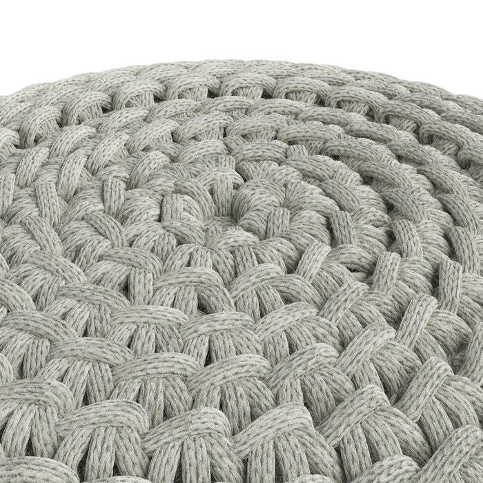 Nisi - Round Knitted Outdoor / Indoor Pouf - Light Grey