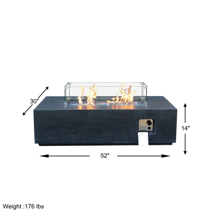 Outdoor Concrete Propane Gas Rectangle Fire Pit Table