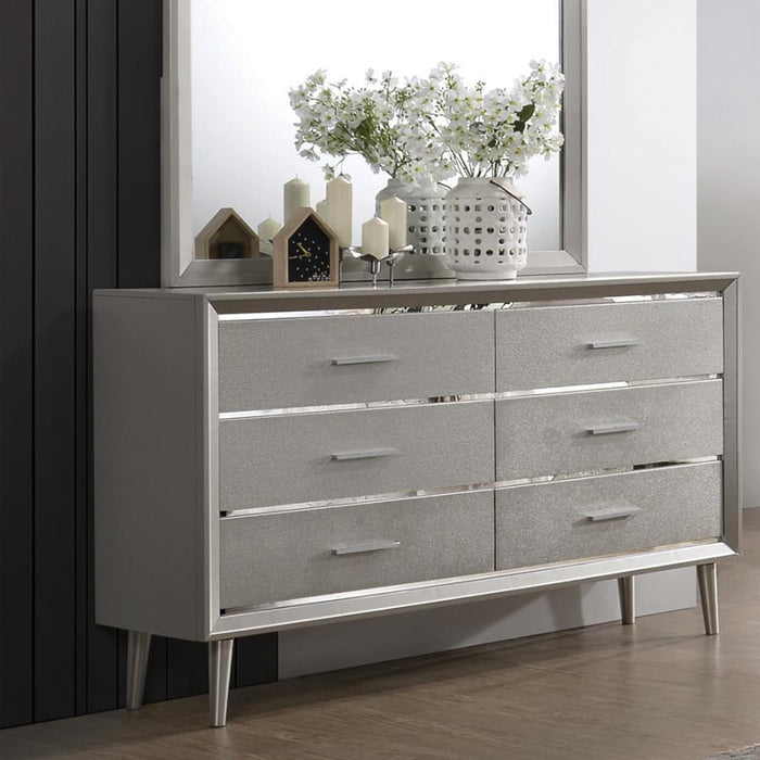 Ramon - 6-Drawer Dresser - Metallic Sterling