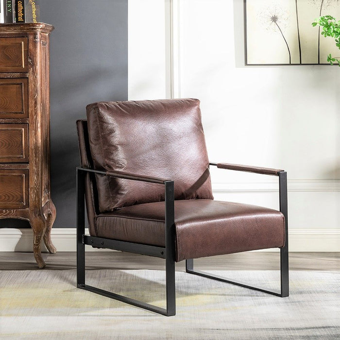 Classic Mid Century Modern Accent Chair With Durable Square Metal Frame, Armchair