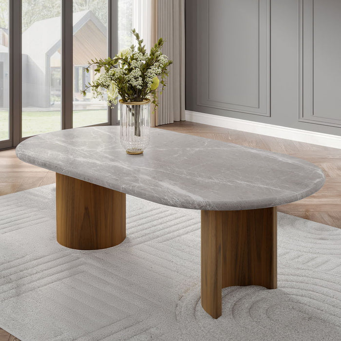 Darcy - Dining Table - Natural Marble Top & Dark Walnut Finish