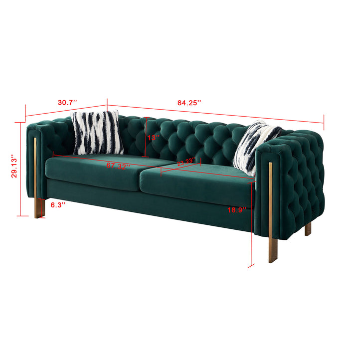 Chesterfield - Modern Tufted Velvet Living Room Sofa, 84.25''W Couch