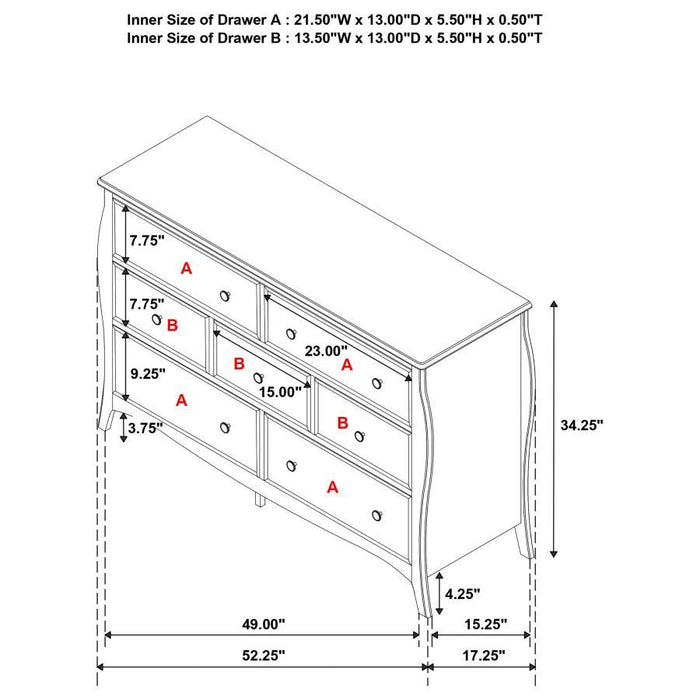 Dominique - 7-Drawer Dresser - White