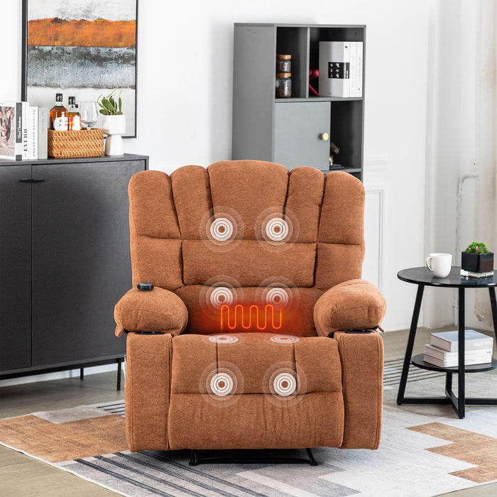 Massage Recliner Chair Sofa With Heating Vibration - Brown