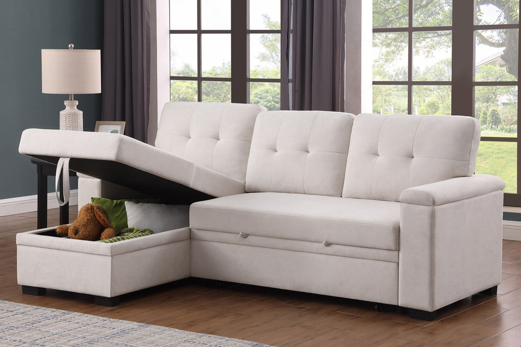 Lucca II  - 84.5"W Reversible Sleeper Sectional Sofa with Storage Chaise