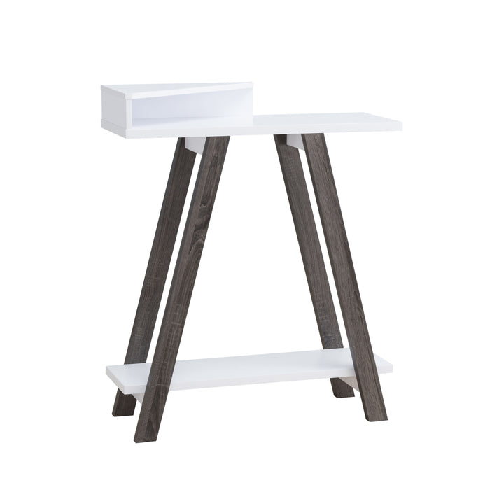 Contemporary Two Toned Console Table With Two Shelves