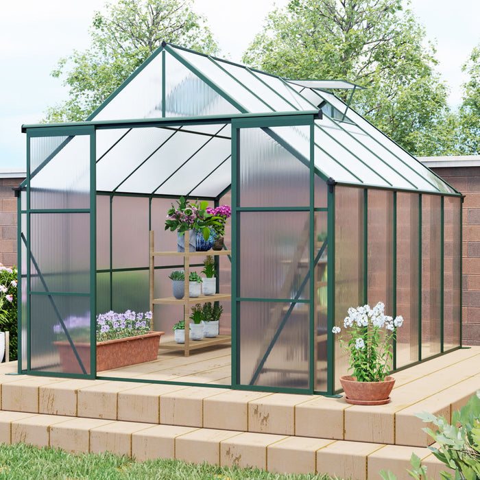 Double Door Polycarbonate Greenhouse Raised Base And Anchor Aluminum Heavy Duty Walk In Greenhouses For Outdoor Backyard In All Season