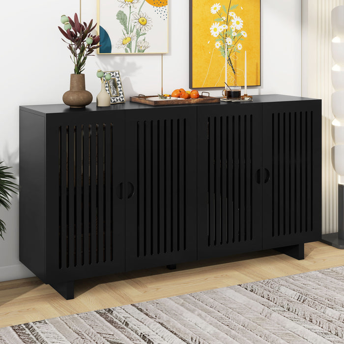 Modern Style Sideboard With Superior Storage Space, Hollow Door Design And 2 Adjustable Shelves For Living Room And Dining Room