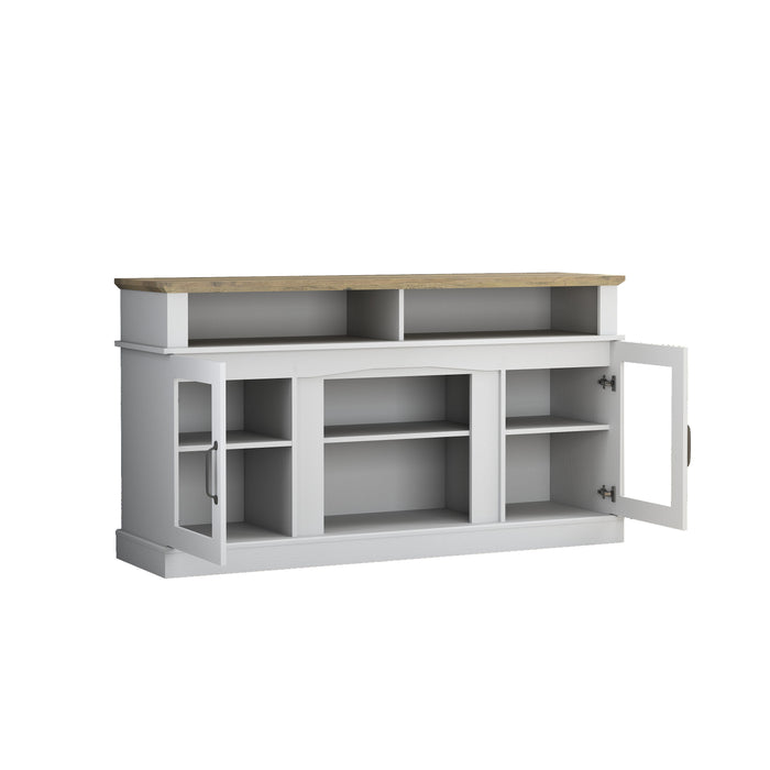 TV Stand With Storage Cabinet And Shelves, TV Console Table Entertainment Center For Living Room, Bedroom - White