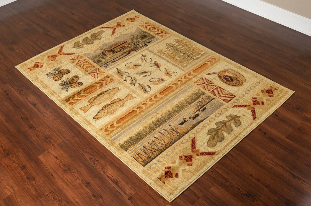 Woodland - GC_RST5602 Cream 5' x 7' Lodge Area Rug