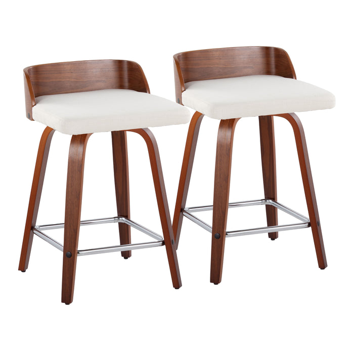 Maya - Mid Century Modern Fixed Height Counter Stool With Swivel With Square Footrest (Set of 2)