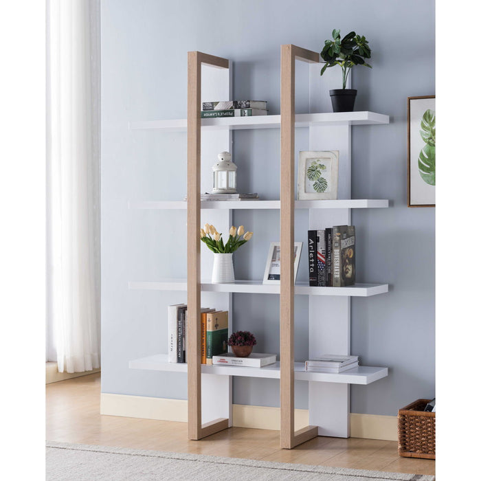 Two Toned Display Cabinet, 71" Tall Bookcase Storage Cabinet