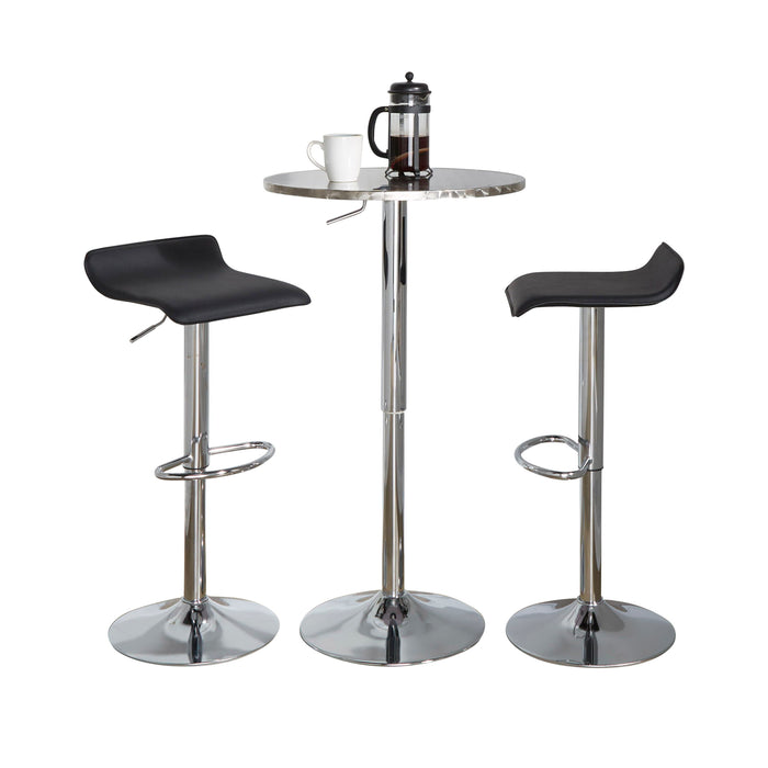 Ale - 3 Piece Bar Set Bistro Round Contemporary Adjustable Oval Footrest