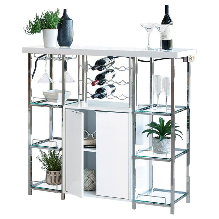 Gallimore - Mueble bar de 2 puertas con estante de vidrio - Blanco