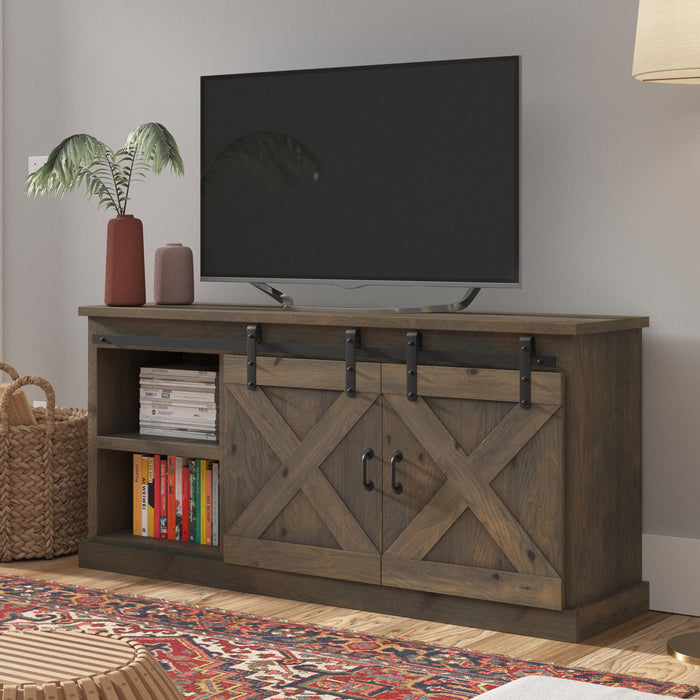 Farmhouse - TV Stand Console - Barnwood