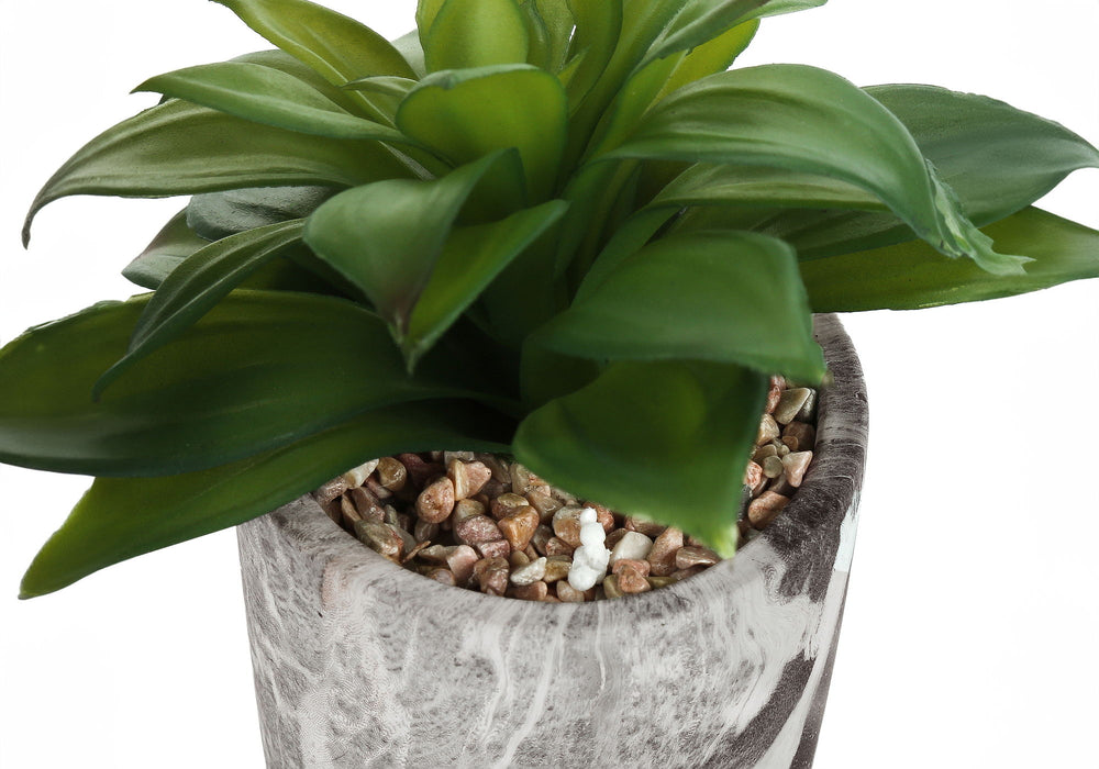 Artificial Plant, 6" Tall, Succulent, Indoor, Faux, Fake, Table, Greenery, Potted, Decorative (Set of 2) - Green / Gray