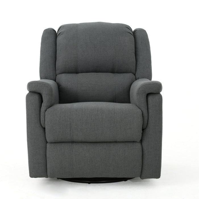 Fabric Glider Recliner With Swivel, Manual Reclining Chair - Charcoal