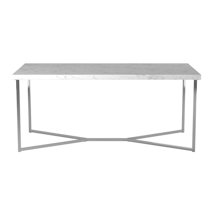 Modern Glam Metal And Faux Marble Coffee Table