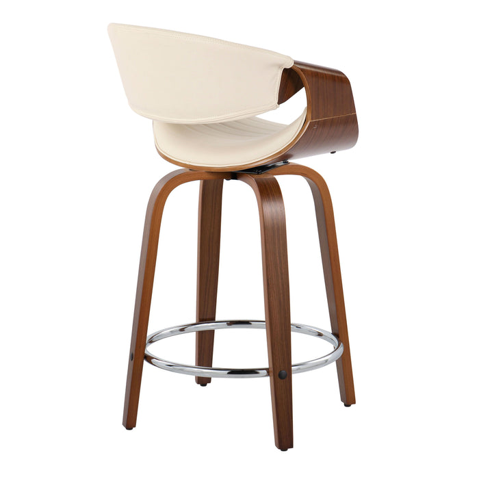 Symphony - Mid Century Modern Fixed Height Counter Stool With Swivel And Round Footrest (Set of 2)