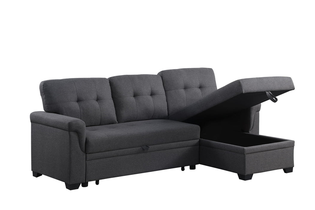 Lucca - Linen Reversible Sleeper Sectional Sofa With Storage Chaise