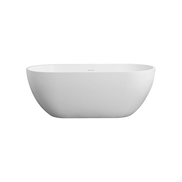 Small Size Stone Resin Solid Surface Oval Shape Freestanding Bathtub For The Bathroom - Matte White