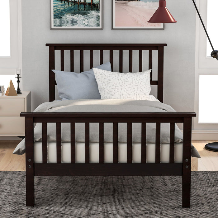 Twin Platform Bed With Headboard And Footboard - Espresso