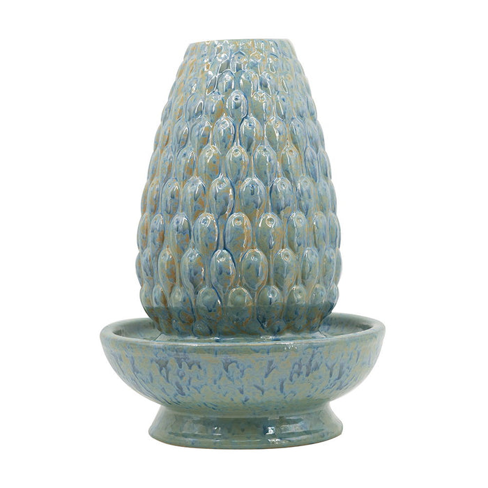 Decorative Ceramic Water Fountain With Finial Design, Indoor Outdoor Tabletop Fountain - Multi