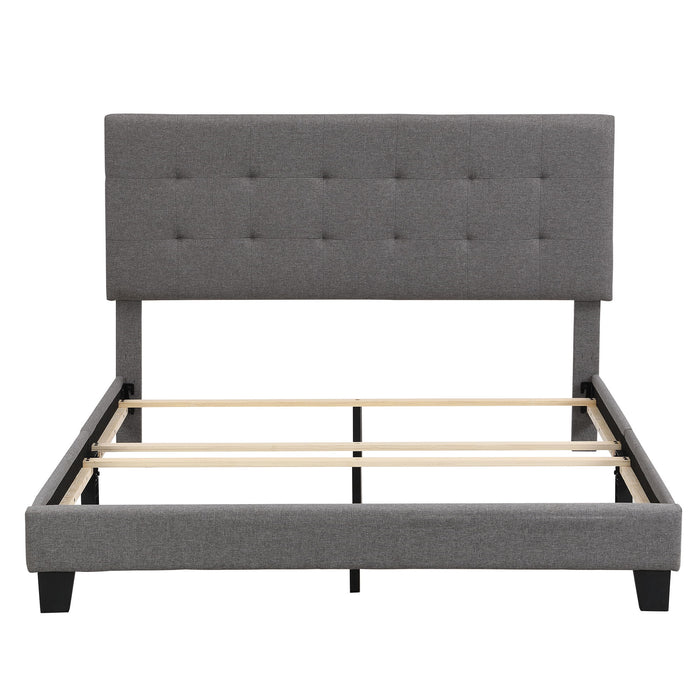 Upholstered Platform Bed With Tufted Headboard, No Box Spring Needed