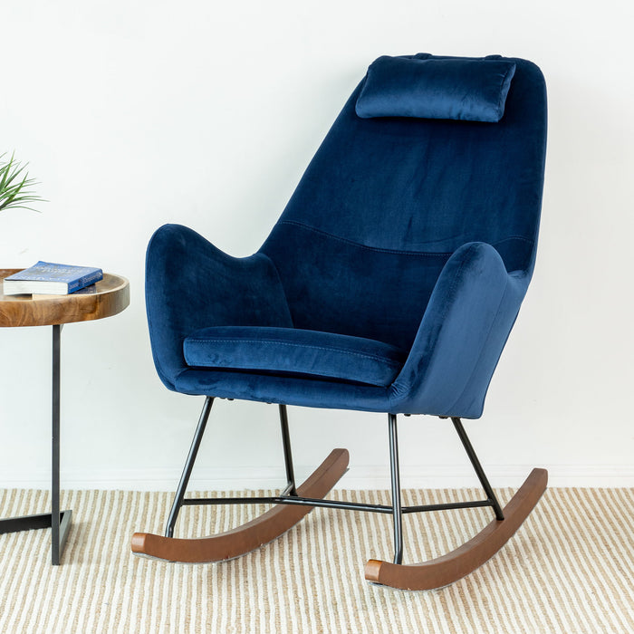 Chelsea - Velvet Rocking Chair - Blue